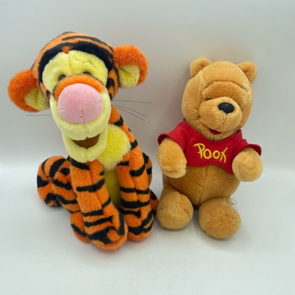 Vintage Walt Disney Company Lot Winnie The Pooh& Tigger Plush 10” Curly Tail - Picture 1 of 11